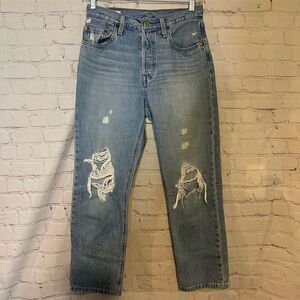 Vintage Levi's 501 Distressed Jeans Big E Tab Size W 25 L 26